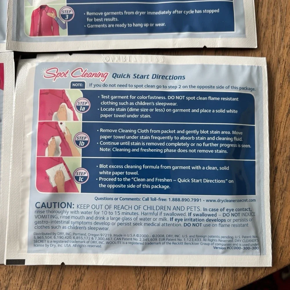 Woolite Dry Clean At Home By Dry Cleaner's Secret 5-Pack Cloths Open Box